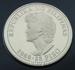 1986 Philippines 25 Piso Aquino-Reagan Presidential Sterling Silver Coin Proof