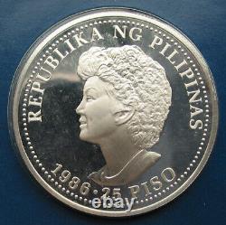 1986 Philippines 25 Piso Aquino-Reagan Presidential Sterling Silver Coin Proof