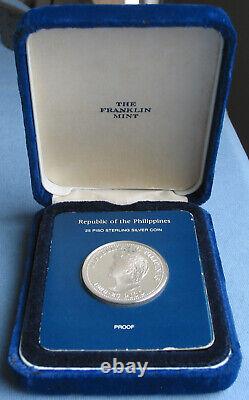 1986 Philippines 25 Piso Aquino-Reagan Presidential Sterling Silver Coin Proof