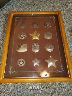 1987 Franklin Mint Collectable Badge Sets with 20x16 wood and glass Storage Case