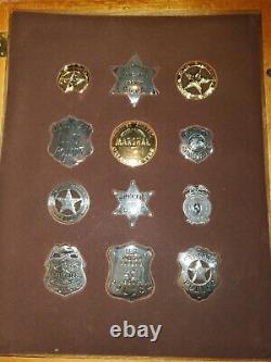 1987 Franklin Mint Collectable Badge Sets with 20x16 wood and glass Storage Case