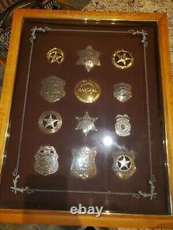 1987 Franklin Mint Collectable Badge Sets with 20x16 wood and glass Storage Case