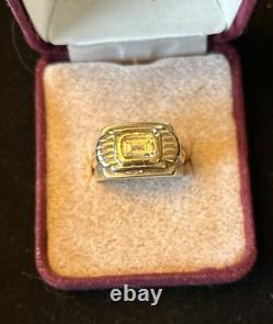 1987 Franklin Mint Sterling 14k Gold Cubic Zirconia Art Deco Style Ring Size 6.5