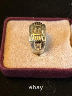 1987 Franklin Mint Sterling 14k Gold Cubic Zirconia Art Deco Style Ring Size 6.5