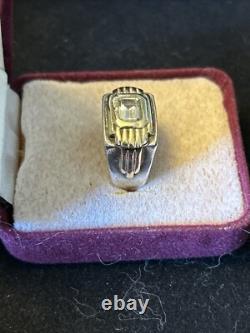 1987 Franklin Mint Sterling 14k Gold Cubic Zirconia Art Deco Style Ring Size 6.5
