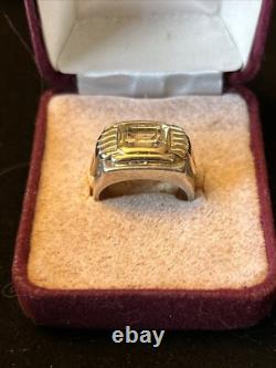 1987 Franklin Mint Sterling 14k Gold Cubic Zirconia Art Deco Style Ring Size 6.5
