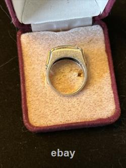 1987 Franklin Mint Sterling 14k Gold Cubic Zirconia Art Deco Style Ring Size 6.5