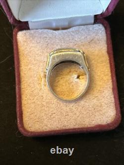 1987 Franklin Mint Sterling 14k Gold Cubic Zirconia Art Deco Style Ring Size 6.5