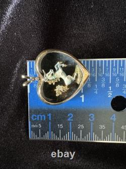1987 Franklin Mint Sterling Silver + Gold Vermeil Goebel Unicorn Heart Pendant