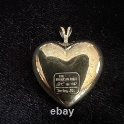 1987 Franklin Mint Sterling Silver + Gold Vermeil Goebel Unicorn Heart Pendant