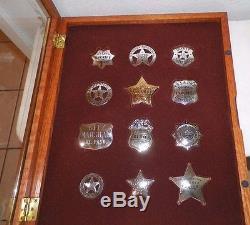 1987 Franklin Mint Sterling Silver Law Man Badge Collection With Display Case