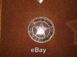 1987 Great Western Lawmen Badges Set Sterling Silver Franklin Mint Oak Display
