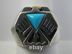 1988 Franklin Mint 925 Sterling Silver & Turquoise Thunderbird Ring Sz 10