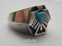 1988 Franklin Mint 925 Sterling Silver & Turquoise Thunderbird Ring Sz 10