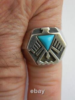 1988 Franklin Mint 925 Sterling Silver & Turquoise Thunderbird Ring Sz 10