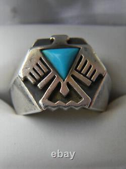 1988 Franklin Mint 925 Sterling Silver & Turquoise Thunderbird Ring Sz 10