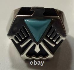 1988 Franklin Mint Sterling Silver Turquoise Thunderbird Ring Size 8.5