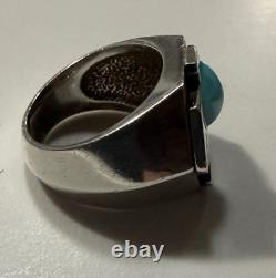 1988 Franklin Mint Sterling Silver Turquoise Thunderbird Ring Size 8.5