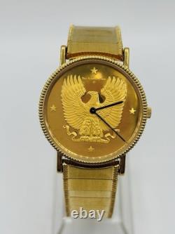 1988's THE FRANKLIN MINT AMERICAN EAGLE DIAL 925 STERLING SILVER SWISS WATCH