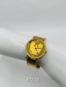 1988's THE FRANKLIN MINT AMERICAN EAGLE DIAL 925 STERLING SILVER SWISS WATCH
