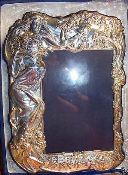 1989 Art Deco Repousse Sterling Silver Picture Frame La Femme du Jardin by Jegou