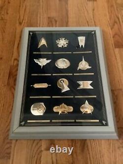 1993 Franklin Mint Star Trek 12 Insignia Badge Collection. 925 Sterling Silver