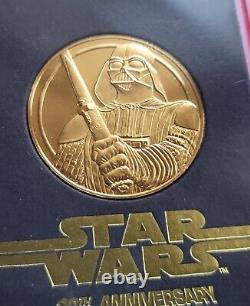 1997 Franklin Mint Star Wars 20th Darth Vader. 925 Sterling Silver Round Gilded
