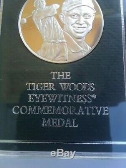 1997 Franklin Mint Tiger Woods Golf Commemorative Sterling Silver Medal Rare