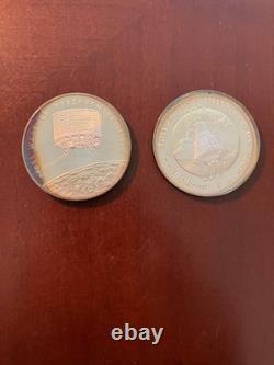 2 Franklin Mint America in Space Sterling Silver Medals Tiros I and Friendship 7