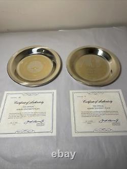 (2) Official Auburn University Sterling Silver 24KT Gold Plates Franklin Mint