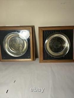(2) Official Auburn University Sterling Silver 24KT Gold Plates Franklin Mint