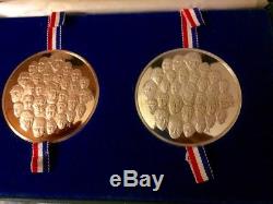 2 Sets Franklin Mint Sterling Silver & Bronze Bicentennial Medals 9.142 Ounces