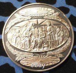 2 Sterling Silver Christmas Rounds. 925, Dog & Sled, Nativity Scene, 1.57oz ASW