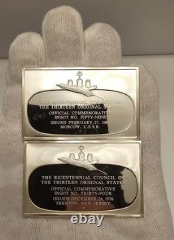 2 Sterling Silver Ingots, 115.58 Grams Total Weight, Produced By- Franklin Mint