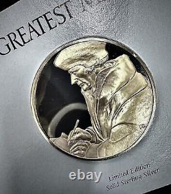 2 ozt 100 Greatest Masterpieces Eramus of Rotterdam. 925 Pure SILVER Medal