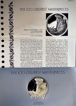 2 ozt 100 Greatest Masterpieces Eramus of Rotterdam. 925 Pure SILVER Medal