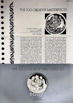 2 ozt 100 Greatest Masterpieces Pastoral Concert. 925 Pure SILVER Proof Medal