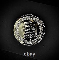 2 ozt Franklin Mint Battle of the Ten Naked Men. 925 Pure SILVER Medal
