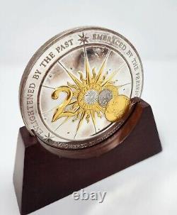 2000 Franklin Mint Millennium Calendar 925 Sterling Silver Medal Accented 24K