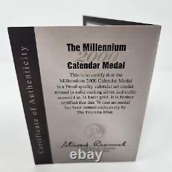 2000 Franklin Mint Millennium Calendar 925 Sterling Silver Medal Accented 24K