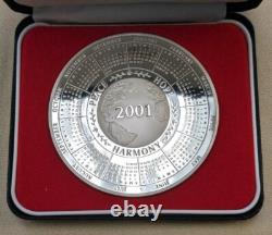 2001 Franklin Mint Millennium. 925 Sterling Silver Art Calendar Medal 208 Grams