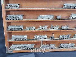 21 FRANKLIN MINT PEWTER TRAINS THE WORLD'S GREATEST LOCOMOTIVE WithWOOD DISPLAY