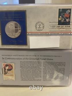 21 Sterling Silver Medallic Coins First Day Covers Postmasters of America 1974