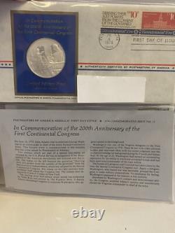 21 Sterling Silver Medallic Coins First Day Covers Postmasters of America 1974