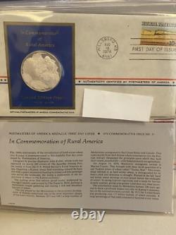 21 Sterling Silver Medallic Coins First Day Covers Postmasters of America 1974