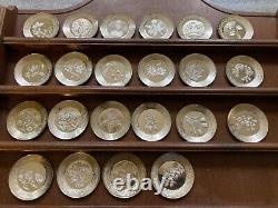 22 FRANKLIN MINT STERLING SILVER MINI FLOWERS PLATES w DISPLAY RACK COA