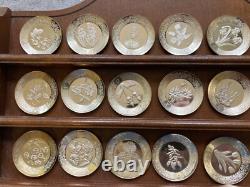 22 FRANKLIN MINT STERLING SILVER MINI FLOWERS PLATES w DISPLAY RACK COA