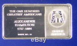 22 Franklin Mint The 100 Greatest Americans Sterling Silver Proof Bars #3201
