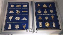 24 FRANKLIN MINT STAR TREK INSIGNIA 1st & 2nd SERIES IN STERLING SILVER with CASES