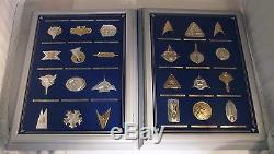 24 FRANKLIN MINT STAR TREK INSIGNIA 1st & 2nd SERIES IN STERLING SILVER with CASES